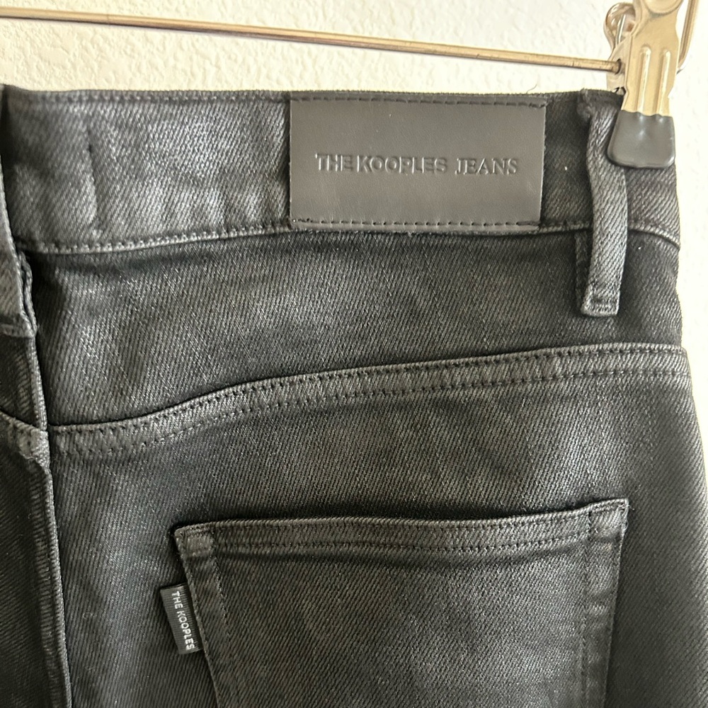 The Kooples Paris Black Coated Slim Jeans – Men’s 29 – Waxed Denim